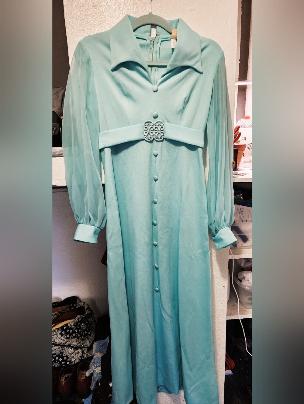 WOMEN'S 70'S EVENING DRESS - BABY BLUE